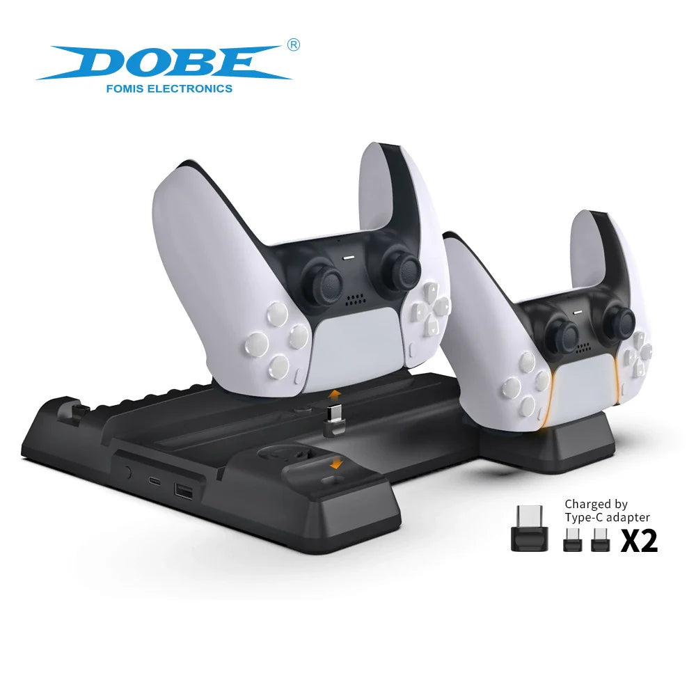 Base con ventilador para consola PS5_Base de carga para controladores PS5 con soporte para discos y ventilador_TP5-0593