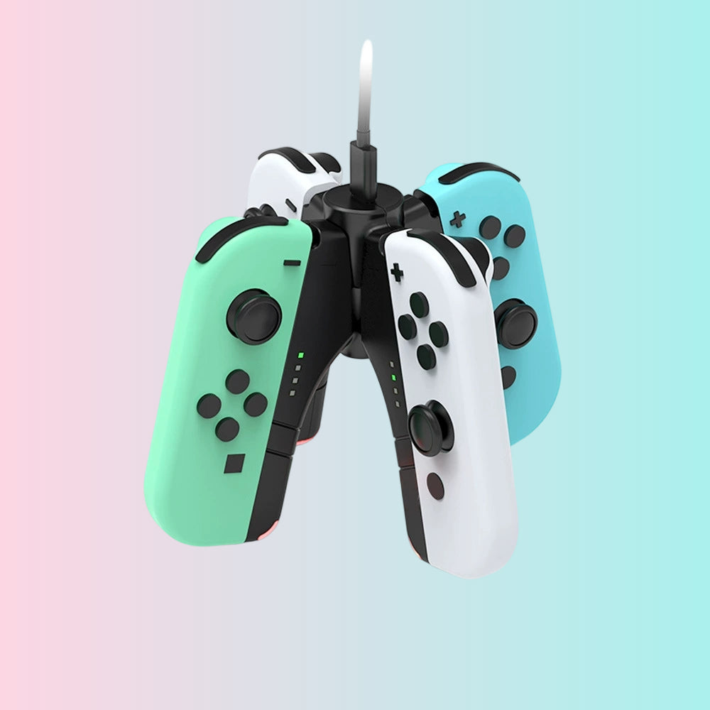 Base de carga 4 en 1 para los mandos izquierdo y derecho de la Switch OLED, cargador de 4 puertos para mini mandos NS Joy-con TNS-1180