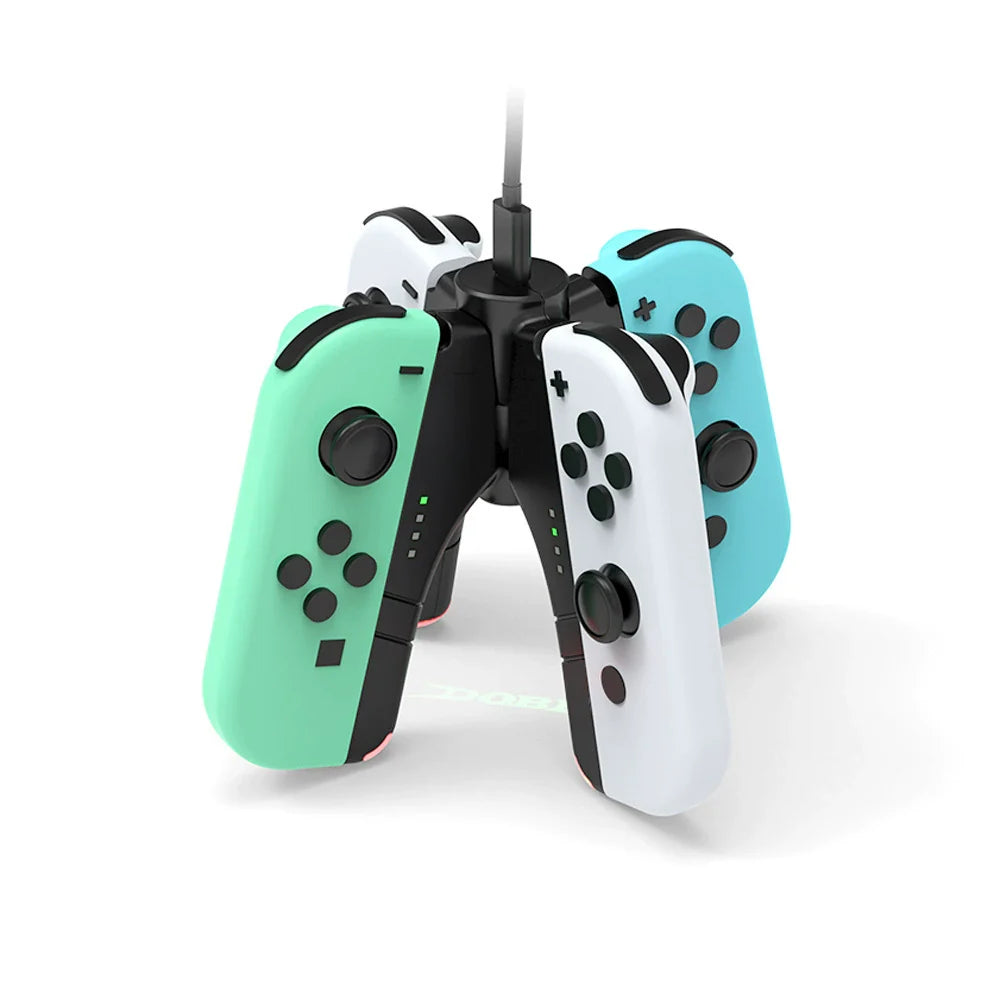 Base de carga 4 en 1 para los mandos izquierdo y derecho de la Switch OLED, cargador de 4 puertos para mini mandos NS Joy-con TNS-1180