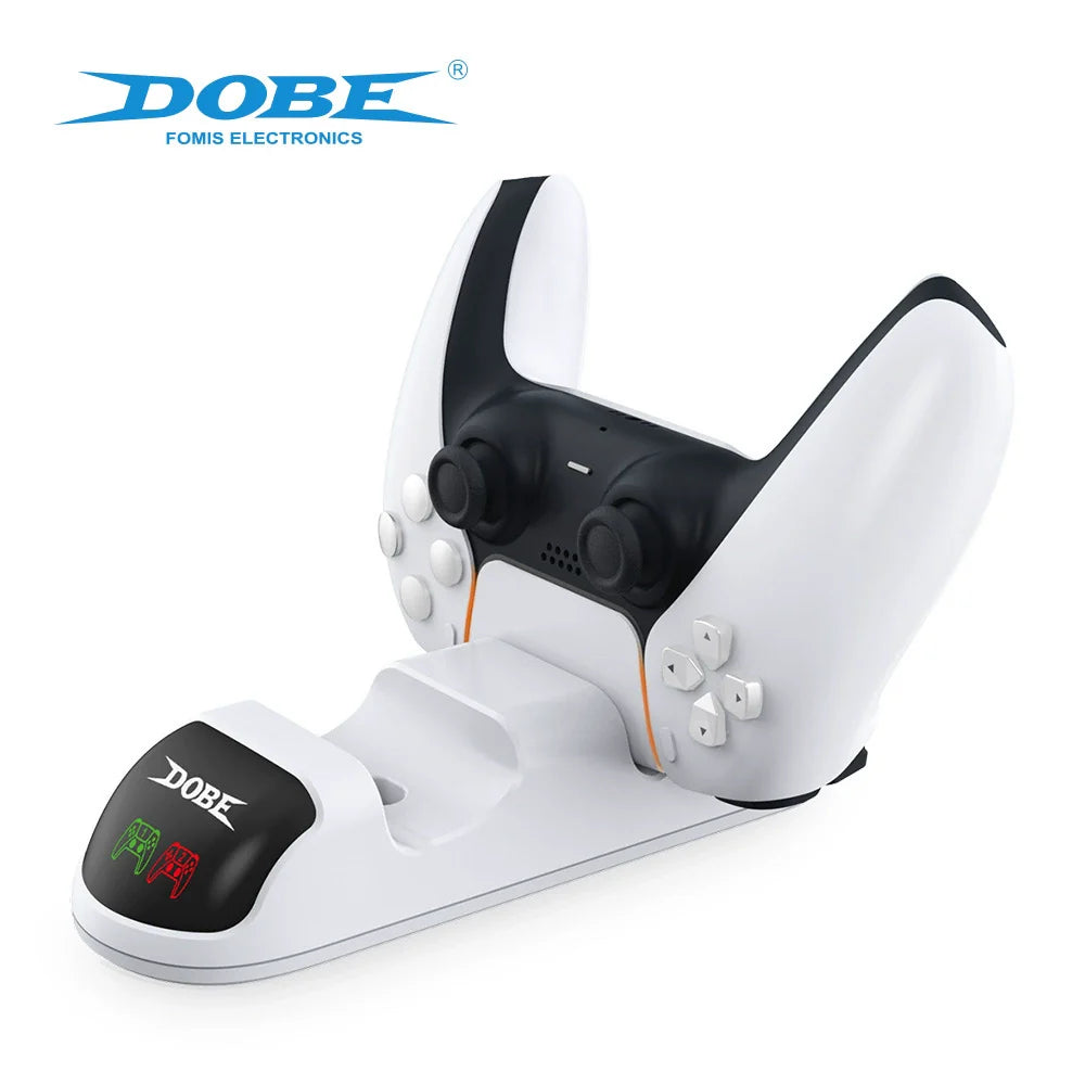 Soporte de carga para mando inalámbrico de PS5 P5 con luz indicadora, cargador doble con adaptador y luz LED TP5-0506B