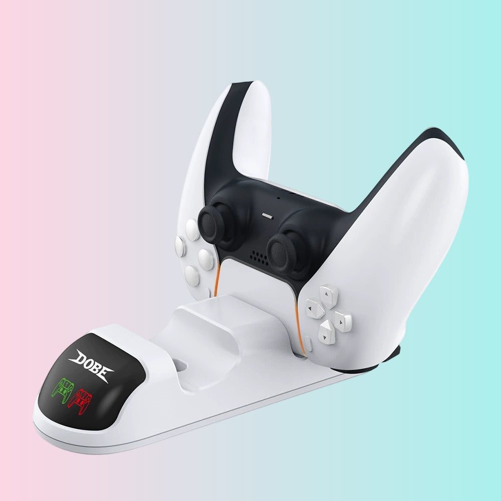 Soporte de carga para mando inalámbrico de PS5 P5 con luz indicadora, cargador doble con adaptador y luz LED TP5-0506B