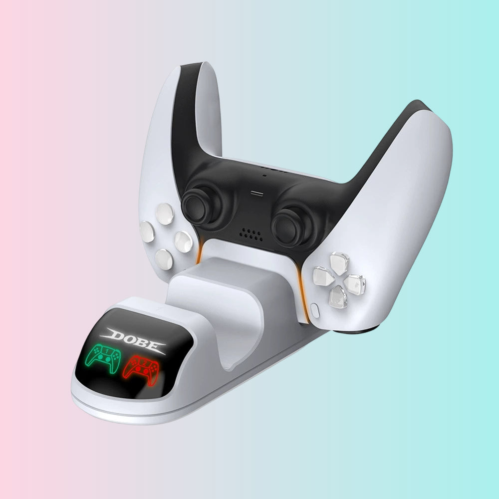 Base de carga doble inalámbrica para controlador de PS5, base de carga doble para controlador de PS5, cargador de controlador de juego de PS5 con luces LED - TP5-0591