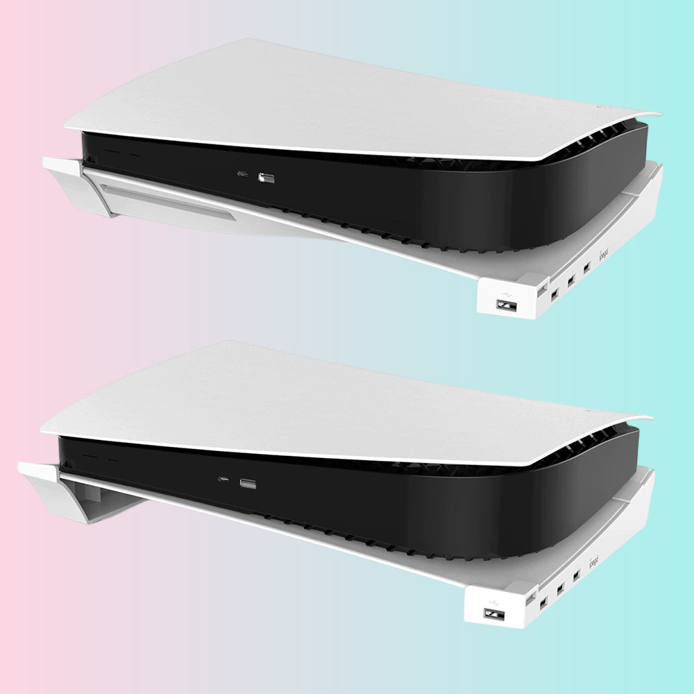 Soporte de almacenamiento horizontal para PS5 Disc Edition; Soporte portátil para PS5 Digital Edition con 4 puertos USB-PG-P5032