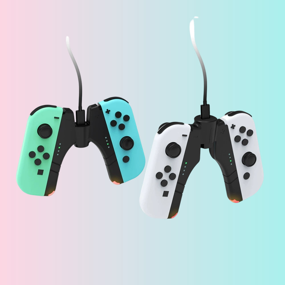 Base de carga 4 en 1 para los mandos izquierdo y derecho de la Switch OLED, cargador de 4 puertos para mini mandos NS Joy-con TNS-1180