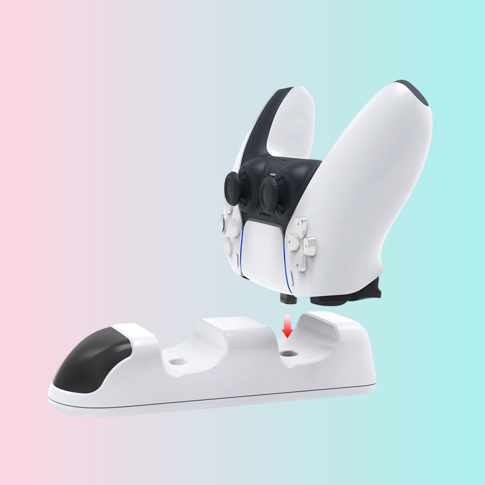 Soporte de carga para mando inalámbrico de PS5 P5 con luz indicadora, cargador doble con adaptador y luz LED TP5-0506B