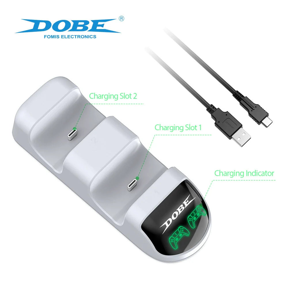 Base de carga doble inalámbrica para controlador de PS5, base de carga doble para controlador de PS5, cargador de controlador de juego de PS5 con luces LED - TP5-0591