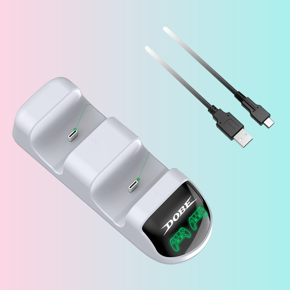 Base de carga doble inalámbrica para controlador de PS5, base de carga doble para controlador de PS5, cargador de controlador de juego de PS5 con luces LED - TP5-0591
