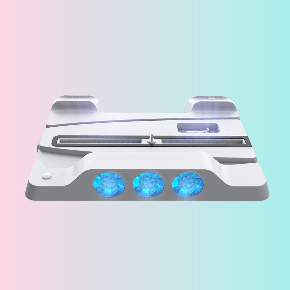 Consola PS5 con soporte de ventilador iluminado por LED + soporte de refrigeración PS5 + soporte de carga de controlador dual PS5 TP5-1507