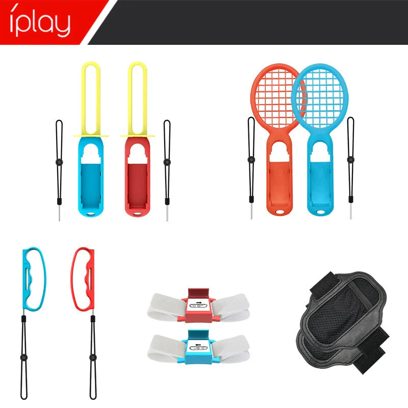 Paquete de control de movimiento para Switch Sports: control 10 en 1, correas para la muñeca, sable de luz y raqueta de tenis – HBS-477