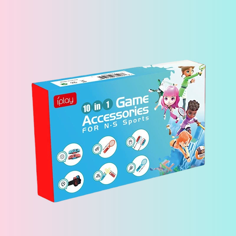 Paquete de control de movimiento para Switch Sports: control 10 en 1, correas para la muñeca, sable de luz y raqueta de tenis – HBS-477