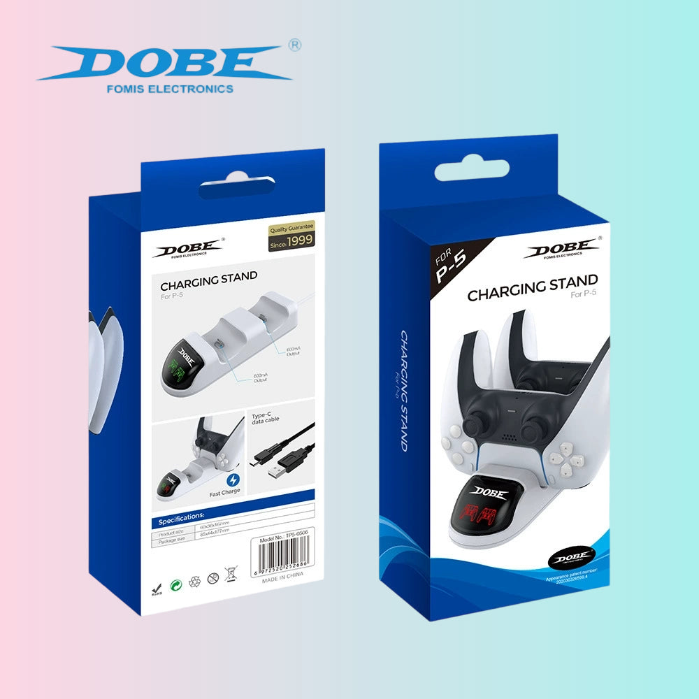 Soporte de carga para mando inalámbrico de PS5 P5 con luz indicadora, cargador doble con adaptador y luz LED TP5-0506B