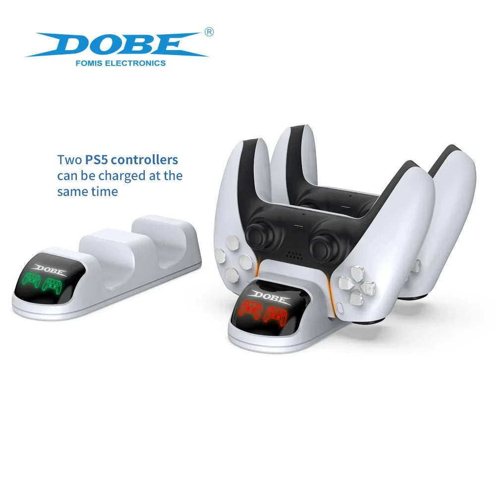 Base de carga doble inalámbrica para controlador de PS5, base de carga doble para controlador de PS5, cargador de controlador de juego de PS5 con luces LED - TP5-0591