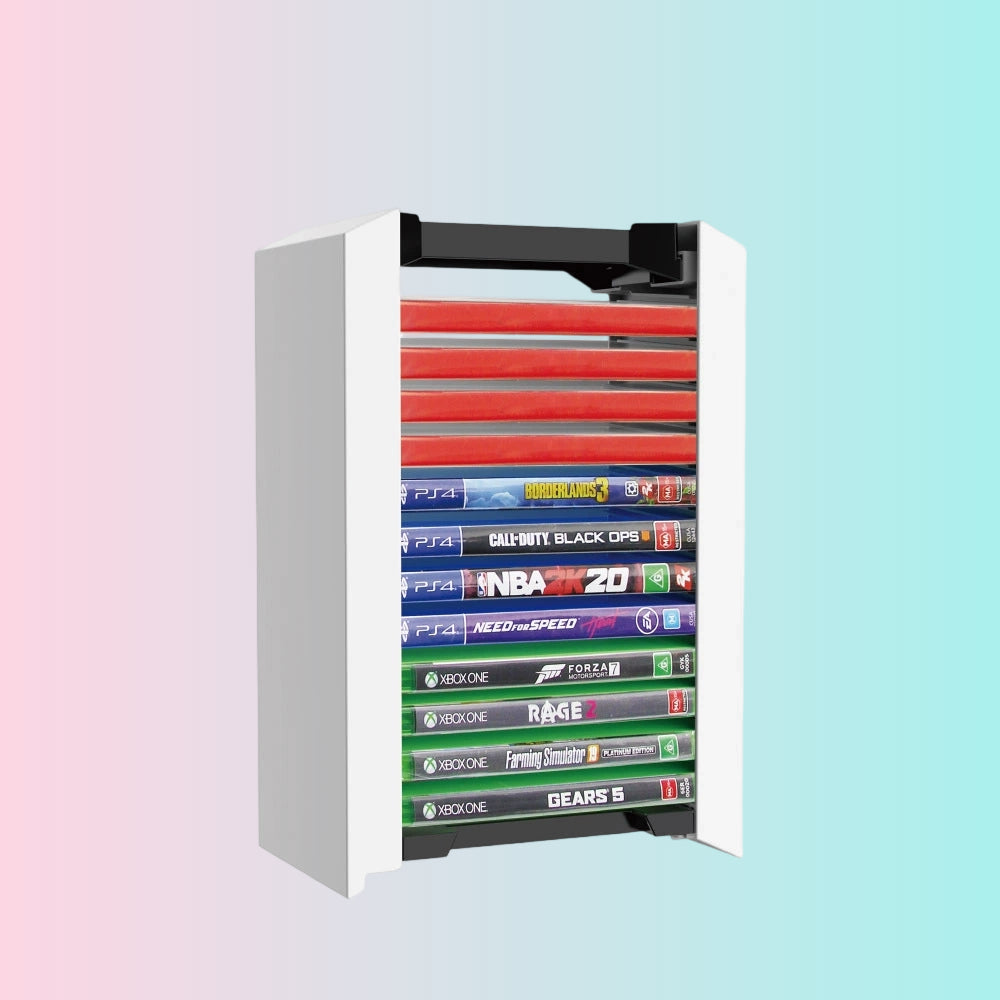 Soporte para discos de PS5, estante de almacenamiento para Xbox One, estuche para discos de juegos de Switch, soporte para 12 discos 12-en-1 TP5-0520
