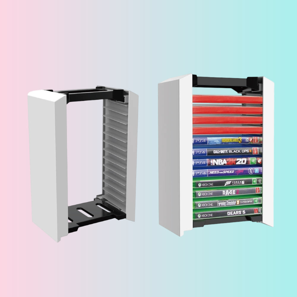 Soporte para discos de PS5, estante de almacenamiento para Xbox One, estuche para discos de juegos de Switch, soporte para 12 discos 12-en-1 TP5-0520