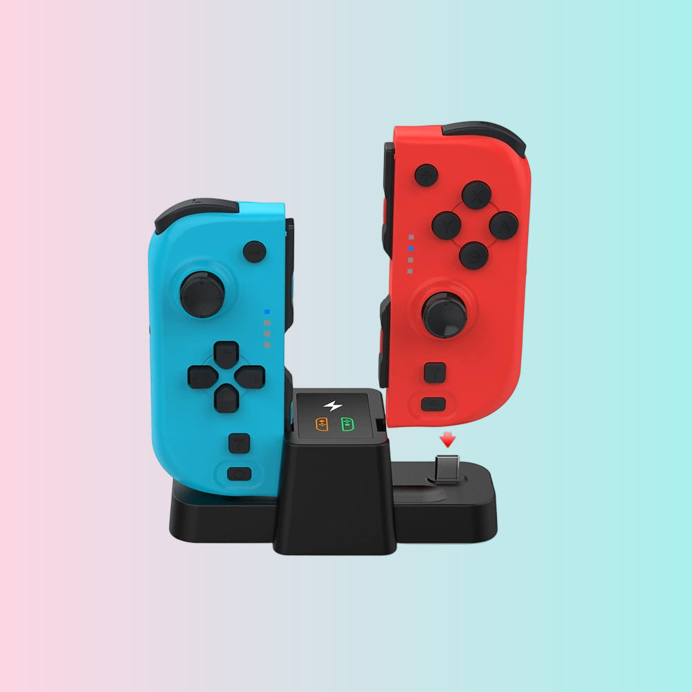 Base de Carga para Mini Mando OLED de Switch + Set de Mandos para Switch con Función de Despertar NFC y Luces Indicadoras tns-1191