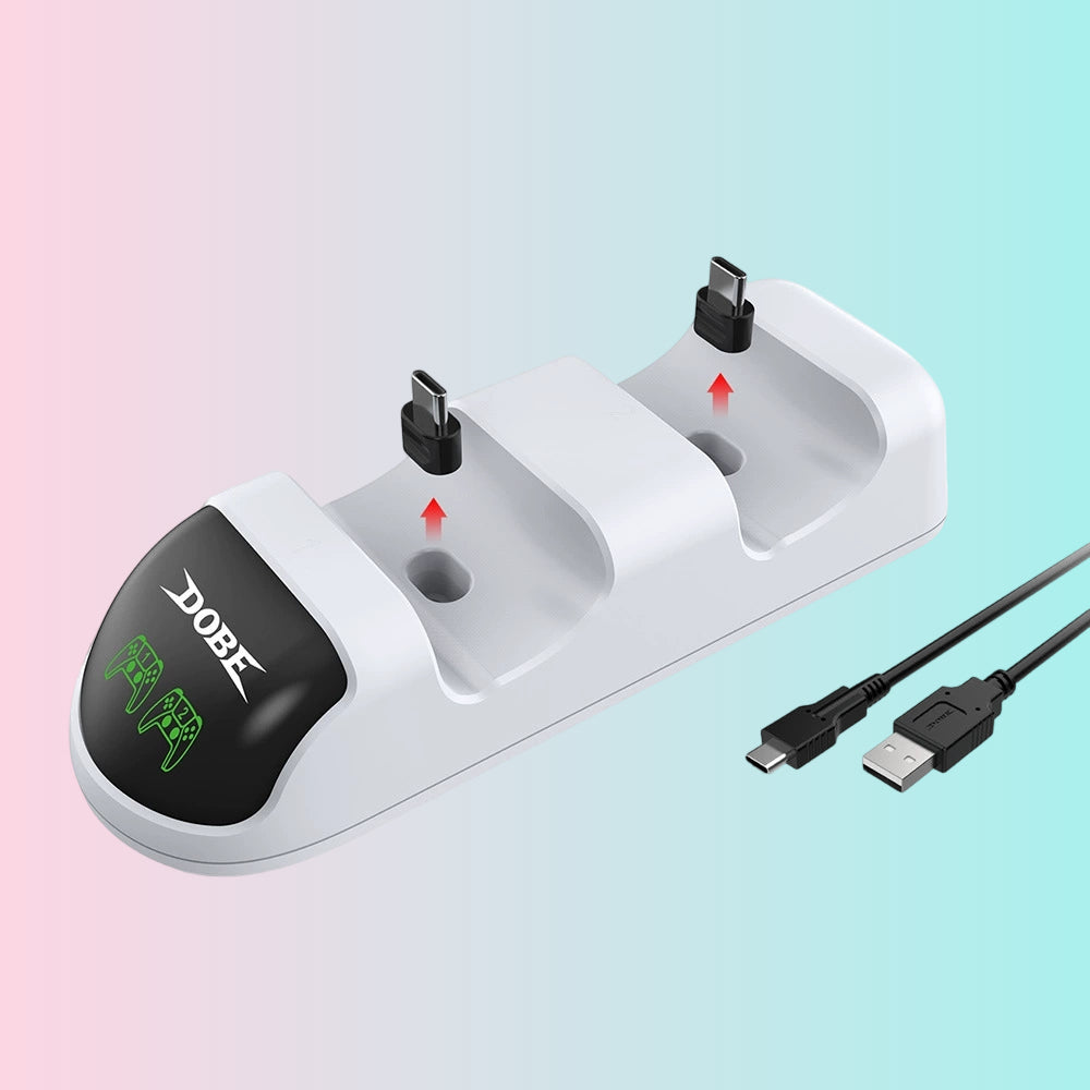 Soporte de carga para mando inalámbrico de PS5 P5 con luz indicadora, cargador doble con adaptador y luz LED TP5-0506B
