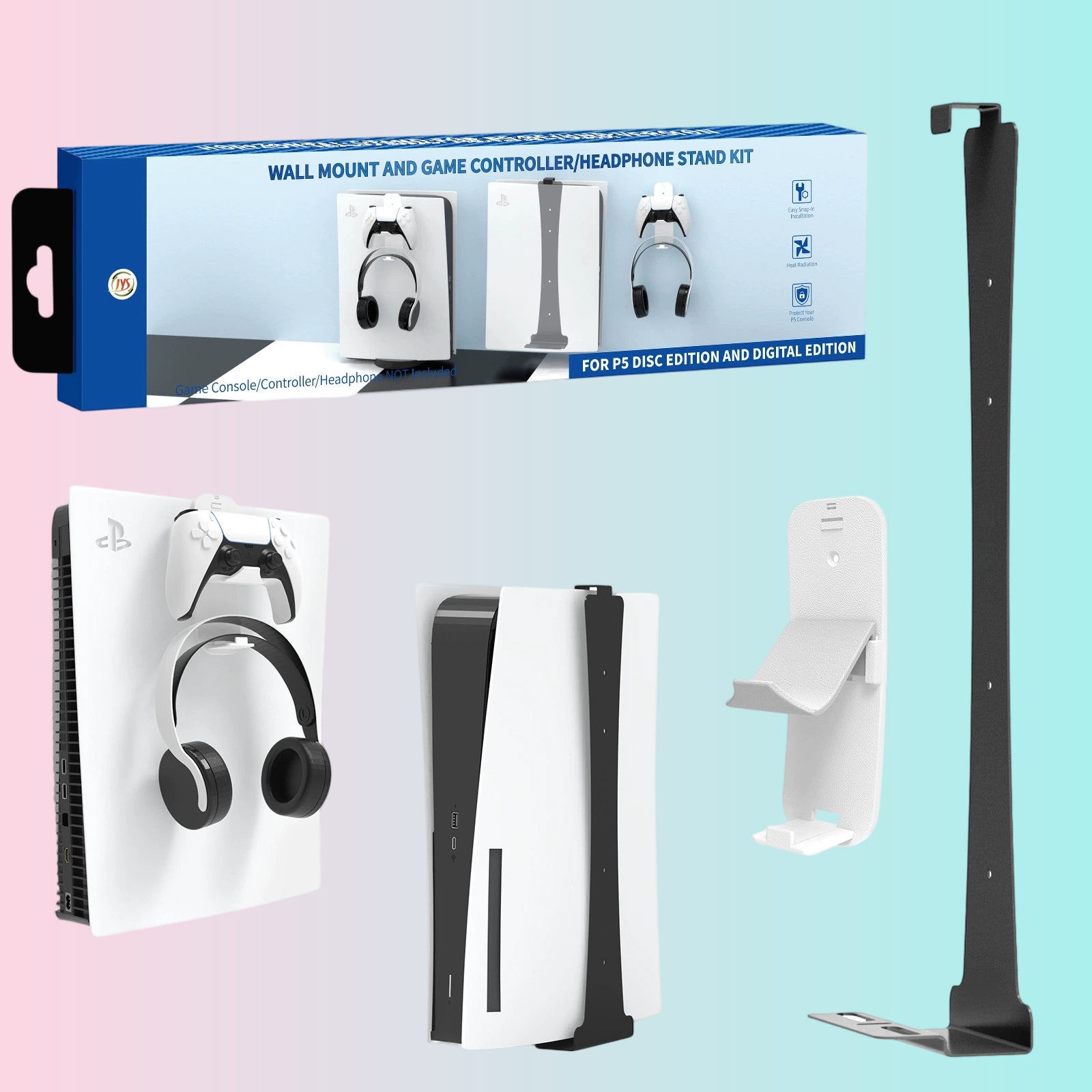 Gancho de pared para consola PS5 Juego de ganchos de pared para PS5_NS_P4_Soporte para auriculares de controlador Xbox Series-JYS-P5149